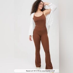 aerie Brown Scoop-Neck Jumpsuit